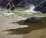 Edward Henry Potthast Bathers by a Rocky Coast painting